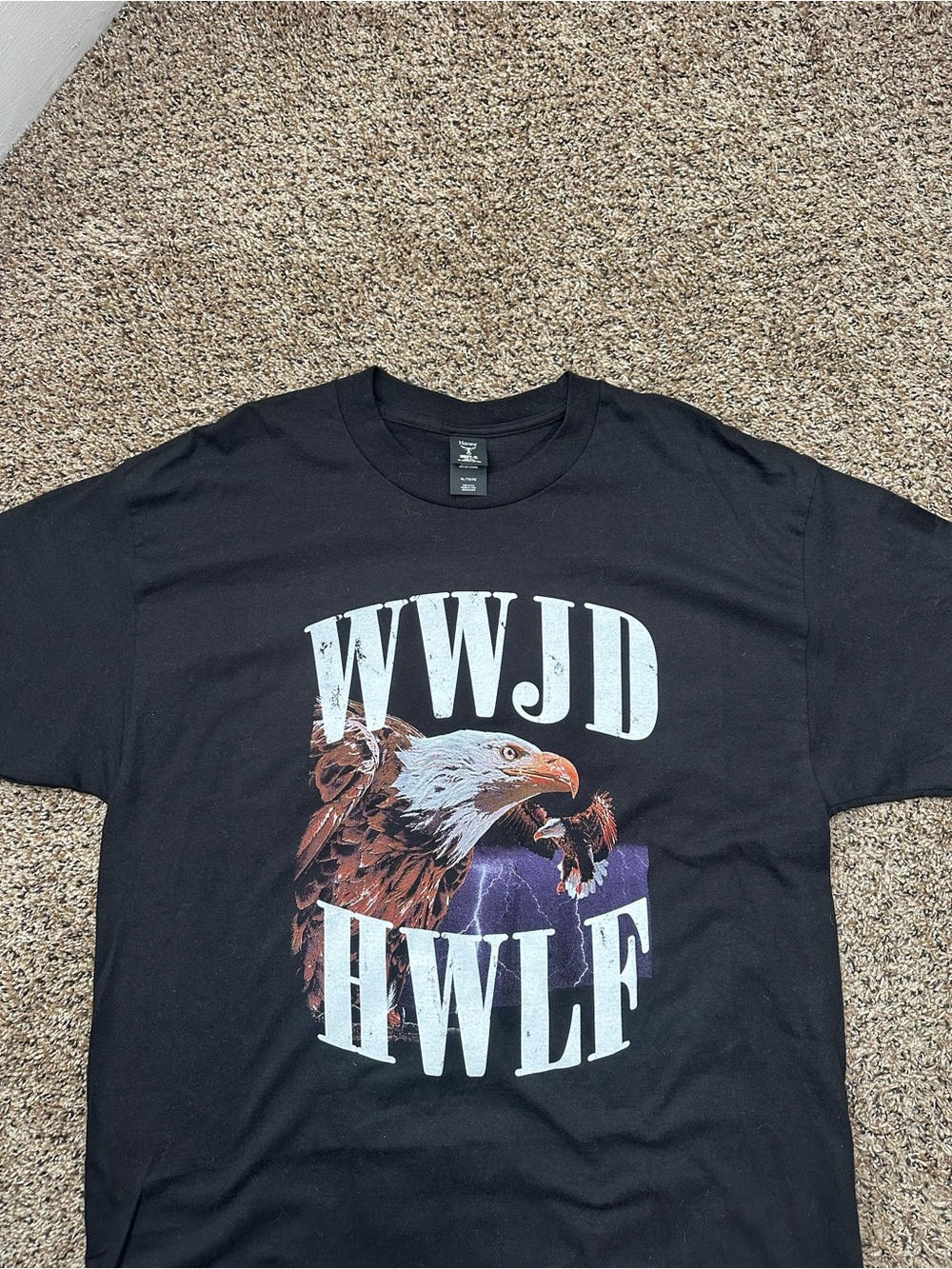 Hanes Black WWJD Eagle Graphic Tee